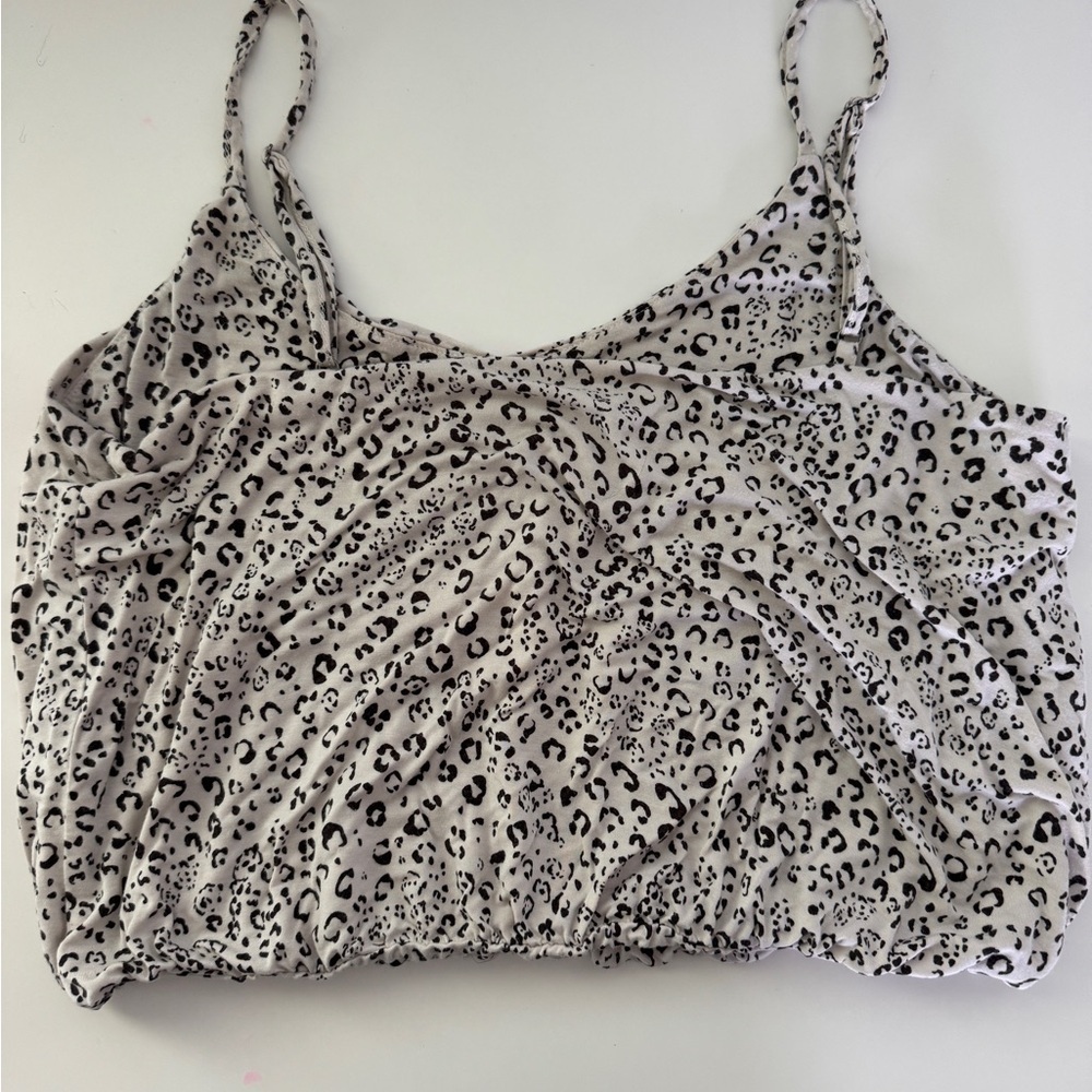 4/$25 Z Supply Black and off white cheetah Ruched Camisole sz M - Picture 3 of 5